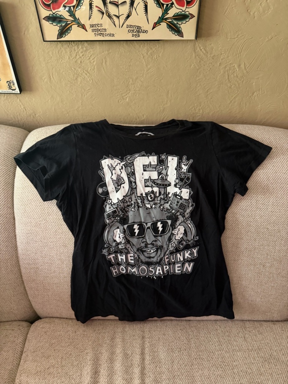 Black Graphic Tee - Del The Funky Homosapien Print